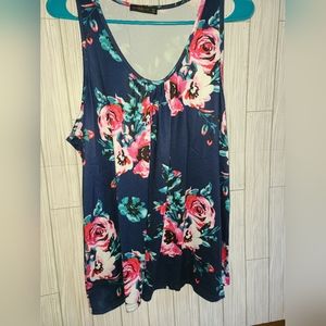 Tank top. Beautiful blue floral. 2x. Runs a little short in length.